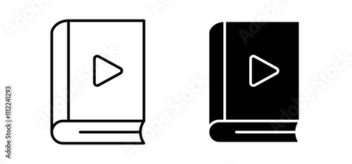 Audiobook icons in black filled and outlined style