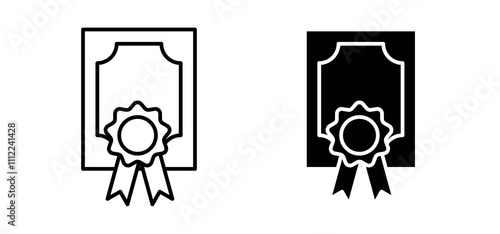 Diploma icons in black filled and outlined style