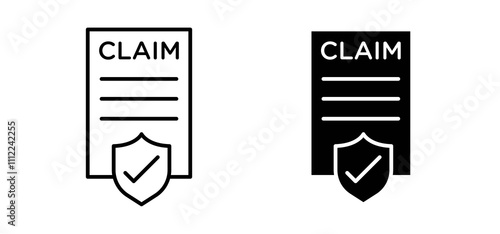 Insurance Claim icons in black filled and outlined style