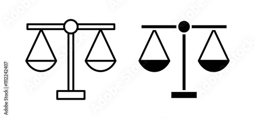 Scales of justice icons in black filled and outlined style