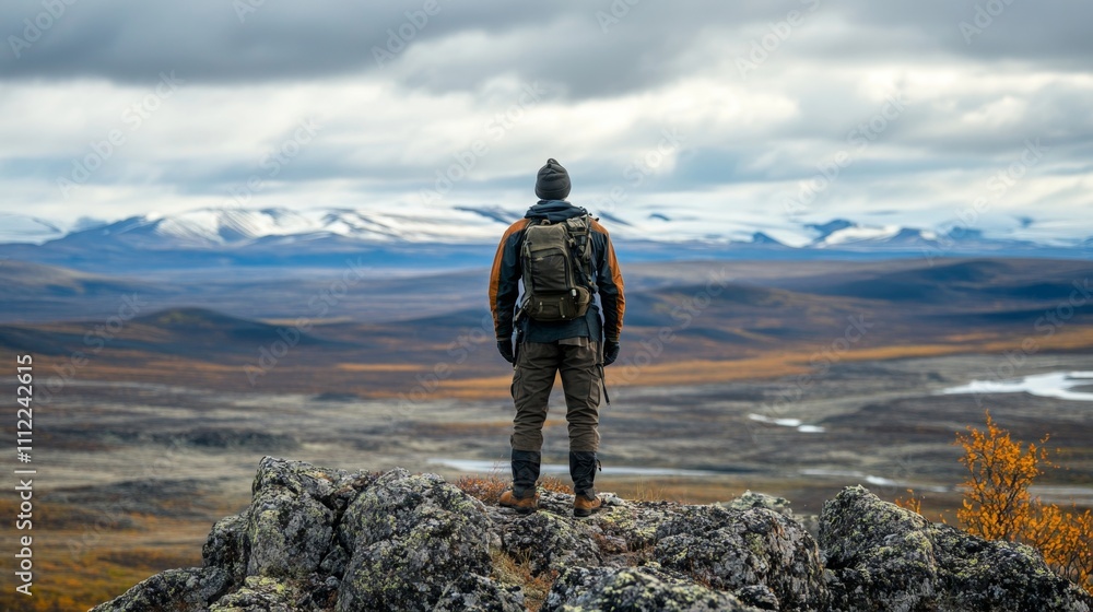 Awe-Inspiring Mountain Scenery with Adventurer Awe-Inspiring Mountain Scenery with Adventurer