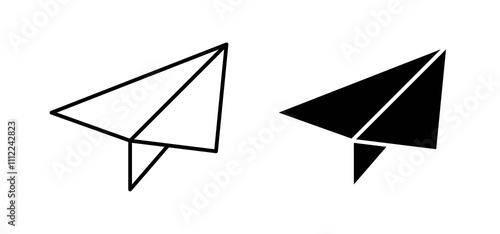 Paper plane icons in black filled and outlined style