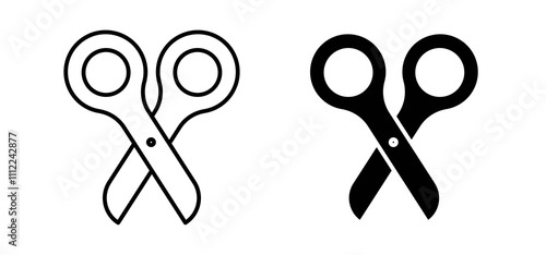 Scissors icons in black filled and outlined style