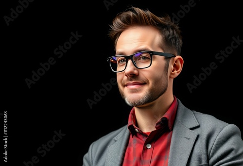 Education, portrait and space with professor man in studio on dark background