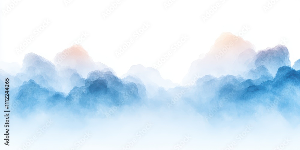 Fototapeta premium Serene landscape featuring soft blue clouds and a gradient light effect.