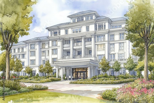 Wallpaper Mural An artistic illustration uniting interior, architecture, and landscape design, showcasing a vibrant fusion of modern, minimal, and classic styles, perfect for colorful and stylish wallpaper Torontodigital.ca