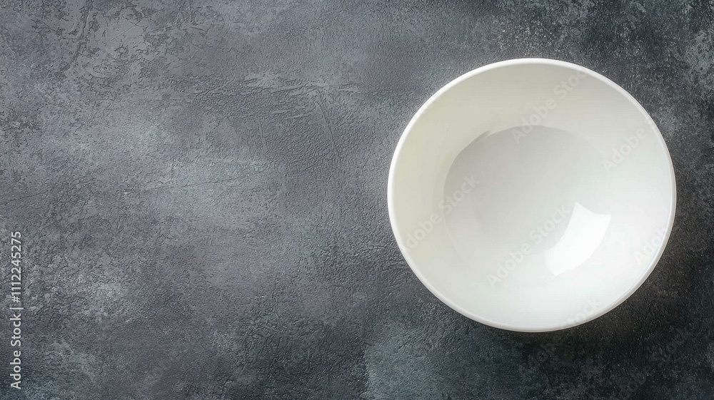 Empty White Bowl on Dark Grey Textured Surface Food Photography Background Empty White Bowl on Dark Grey Textured Surface Food Photography Background