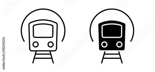 Subway icons in black filled and outlined style
