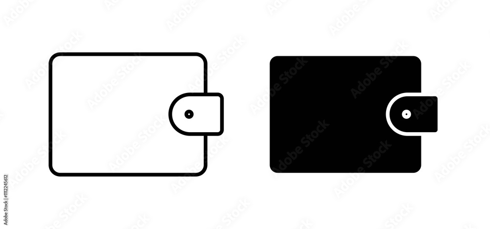 Wallet icons in black filled and outlined style Wallet icons in black filled and outlined style