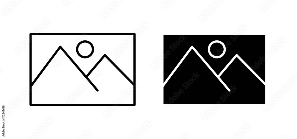 Image icons in black filled and outlined style Image icons in black filled and outlined style