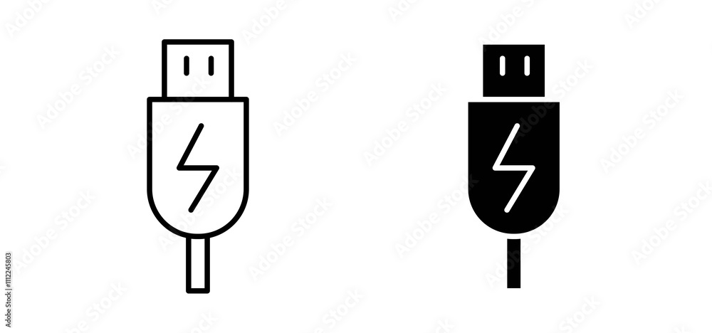 Usb icons in black filled and outlined style Usb icons in black filled and outlined style