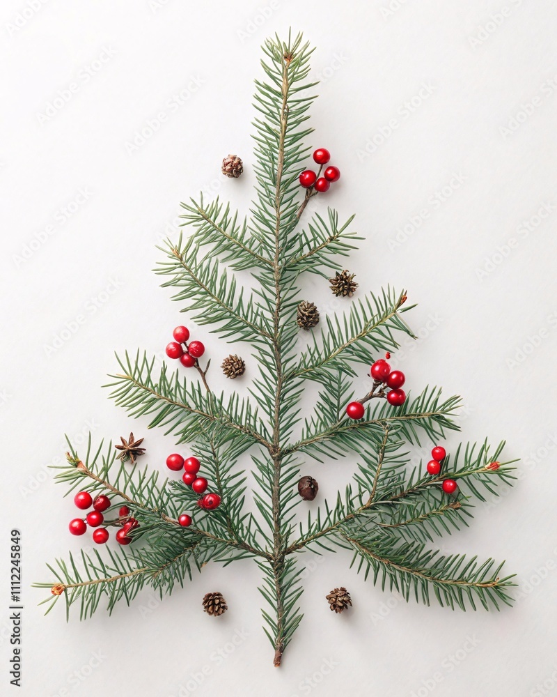 Green Pine and Red Berry Christmas Tree Green Pine and Red Berry Christmas Tree