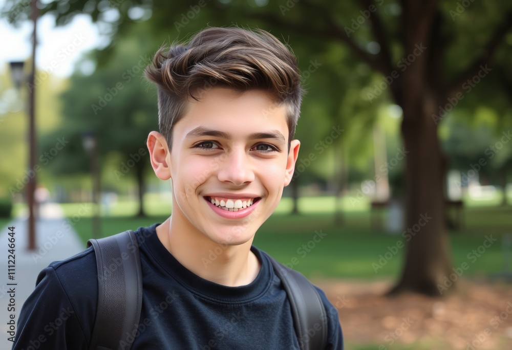 Portrait of smiling teenager boy with braces looking at camera Portrait of smiling teenager boy with braces looking at camera