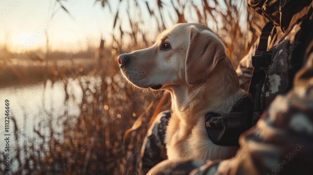 Golden Retriever Hunting Dog at Sunset Golden Retriever Hunting Dog at Sunset