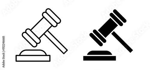 Gavel icons in black filled and outlined style