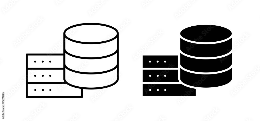 Database icons in black filled and outlined style