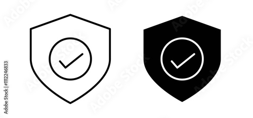 Shield check mark icons in black filled and outlined style