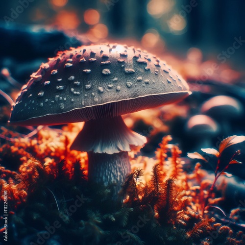 324 Split Toning A close up of a mushroom with the highlights in photo