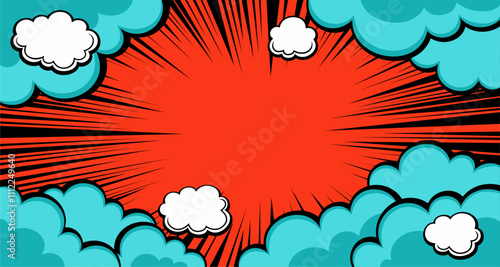 Comic book cartoon Cartoon puff cloud comic background. Pop art funny smoke steam. 