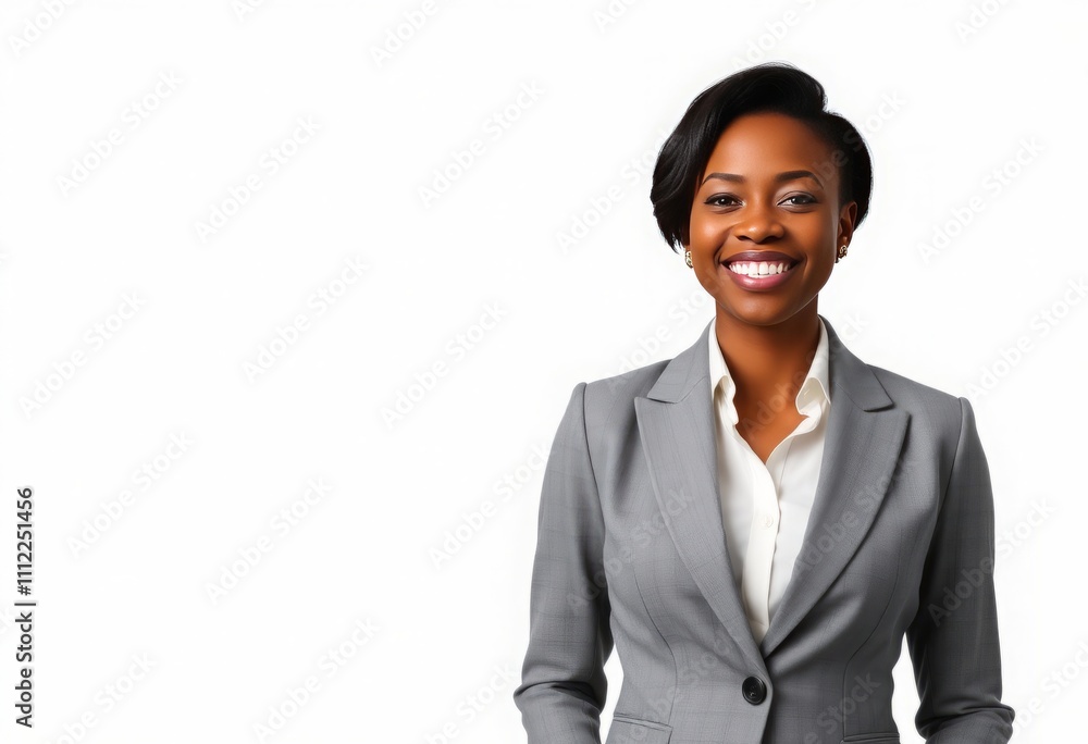 Cheerful African American professional woman in a grey blazer Cheerful African American professional woman in a grey blazer
