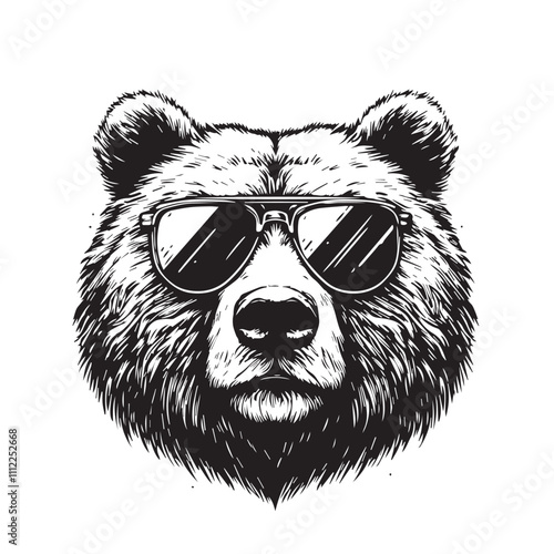 Bear head vector silhouette. Bear head logo, icon black and white.