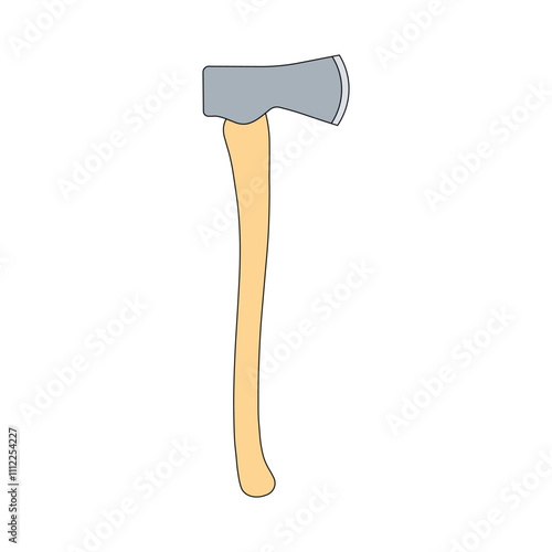 kids drawing log axe cartoon isolated