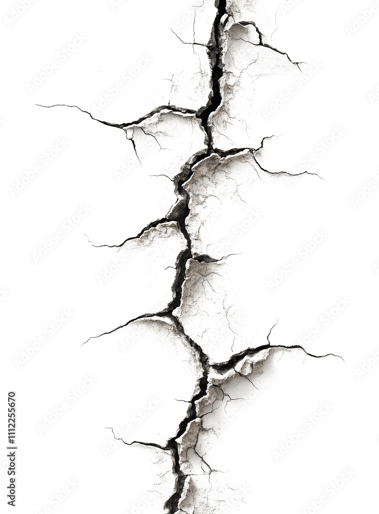 Obraz premium Crack on the Wall Isolated on Transparent Background PNG 