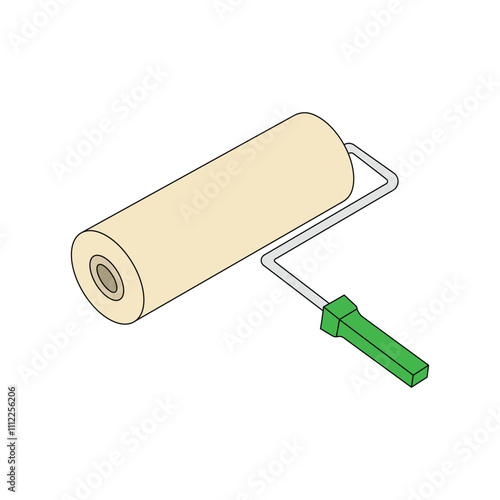 kids drawing paint roller cartoon isolated