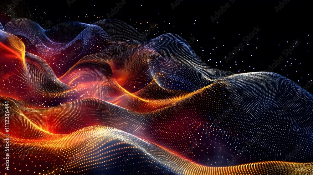 Fototapeta premium Abstract Digital Waveform With Glowing Particles