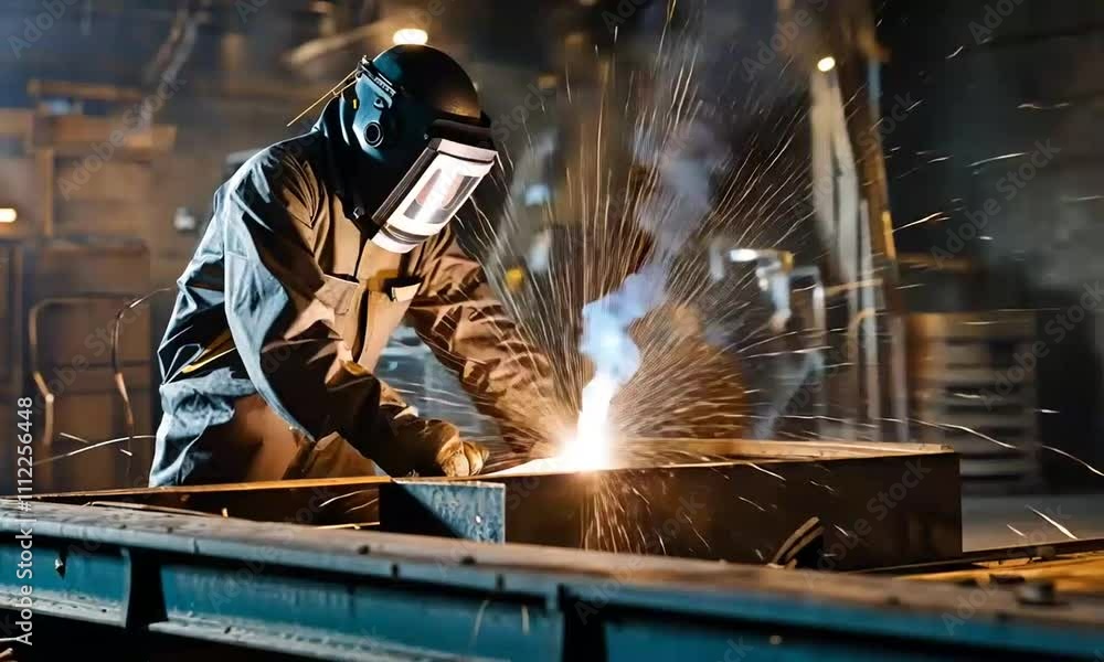 welder is welding metal , industry them bokeh and sparkle background welder is welding metal , industry them bokeh and sparkle background