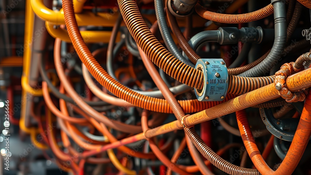 Industrial Metal Pipes Closeup - Vibrant AI Art