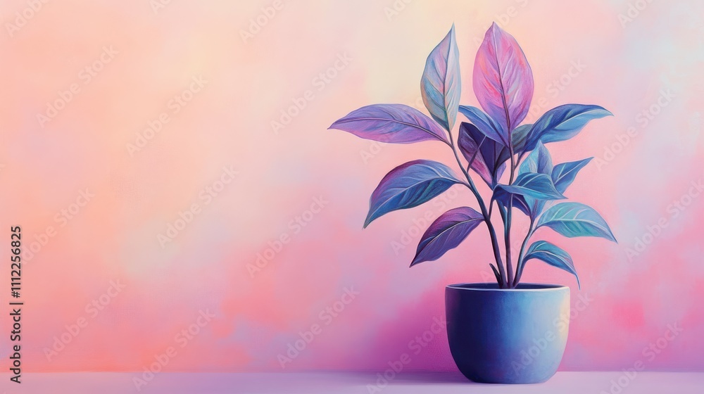 Minimalist plant on a soft pastel background Minimalist plant on a soft pastel background