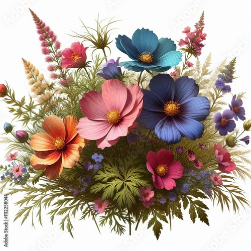 Blooming Wildflowers A colorful illustration of blooming wildflo photo