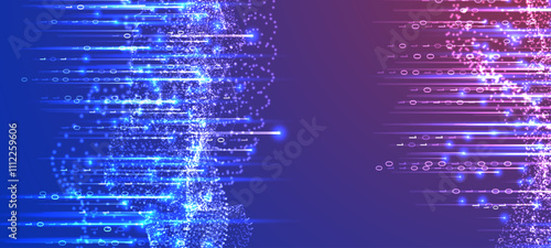 Big Data futuristic, technology light design. Vector datum digital background. Illustration innovation of data system. Hand drawn illustration.