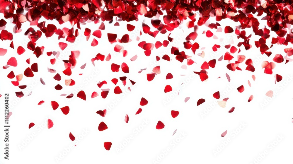 red confetti that floats down isolated on white background red confetti that floats down isolated on white background