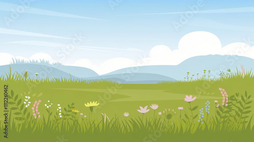 Beautiful meadow landscape background scene 