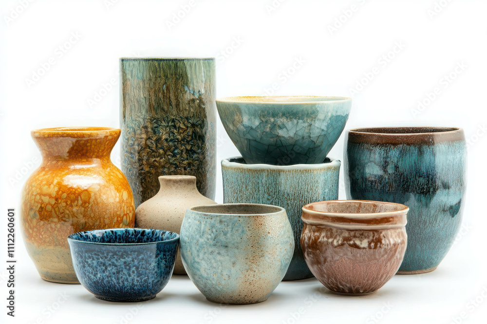 Collection of Handmade Pottery Pieces Including Various Unique Bowls and Vases