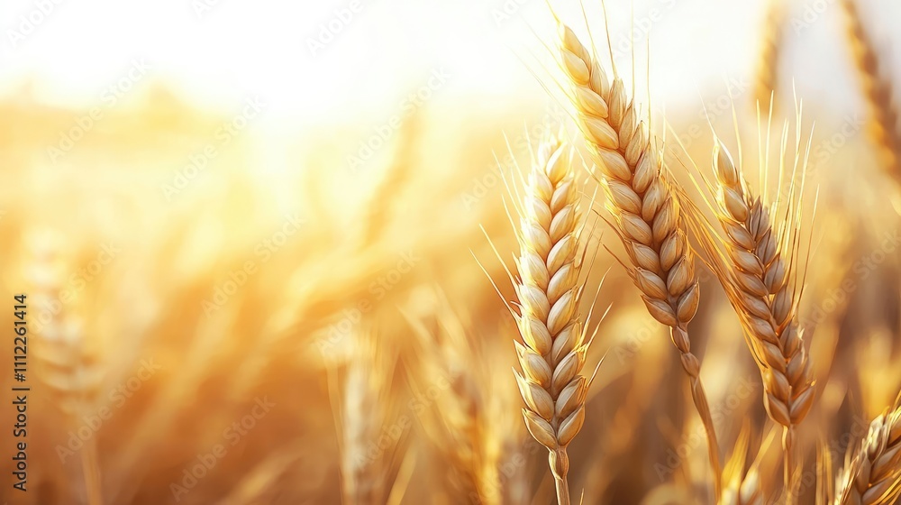 Golden wheat field bathed in sunlight, showcasing nature's bountiful harvest. Golden wheat field bathed in sunlight, showcasing nature's bountiful harvest.