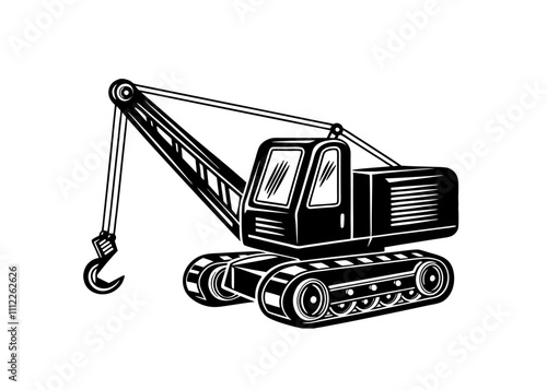 Crane Silhouette on a white background.