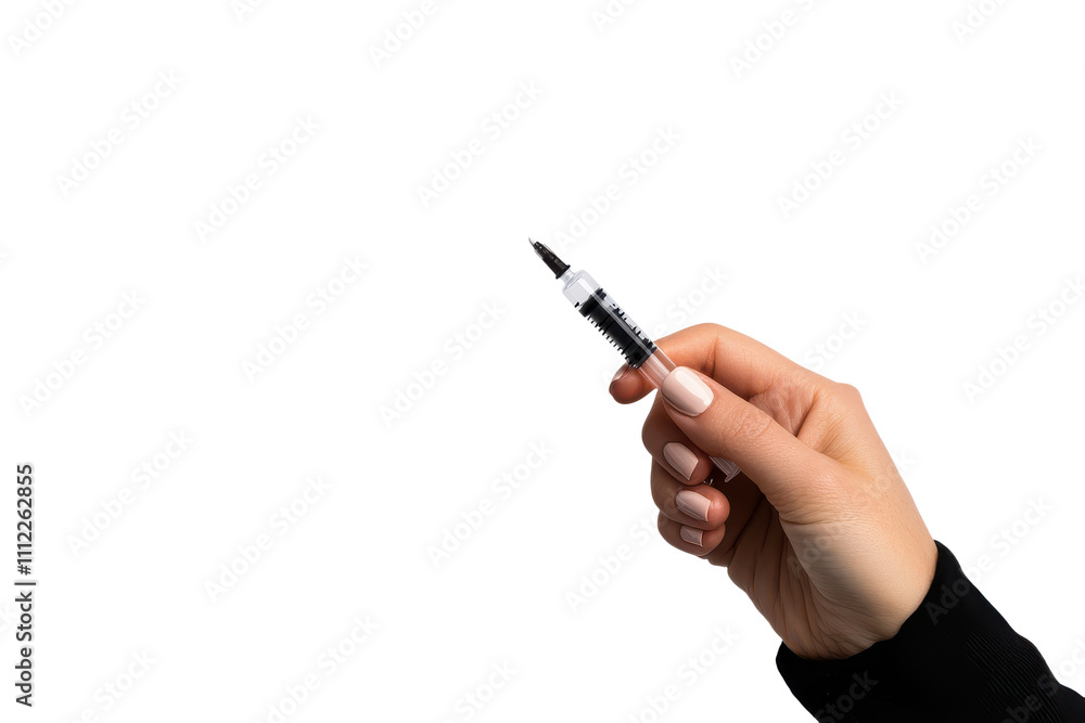 hand with a syringe isolated on a transparent background hand with a syringe isolated on a transparent background