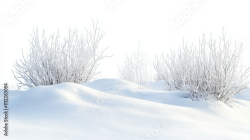 Snow landscape isolated on white background