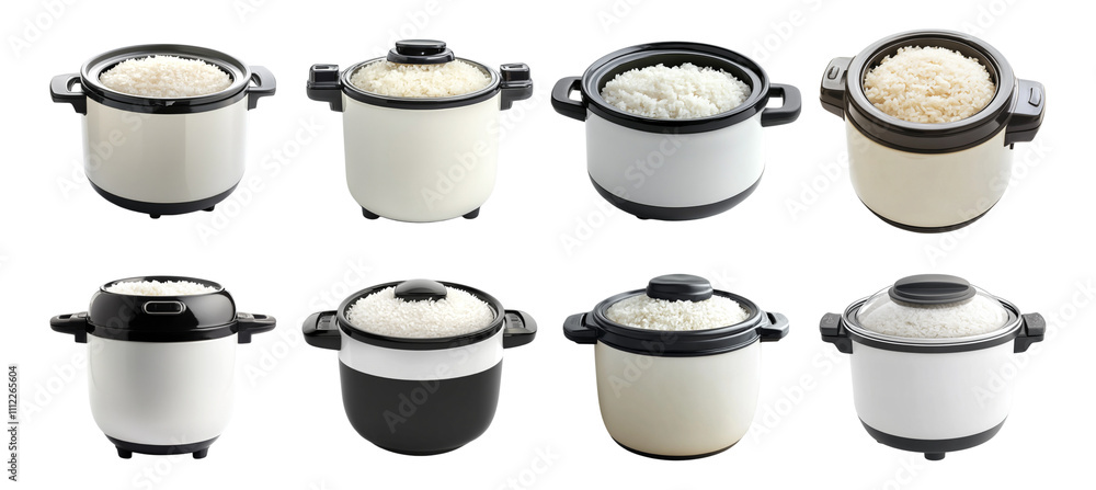 Pack PNG of a rice cooker isolated set against transparent background Pack PNG of a rice cooker isolated set against transparent background