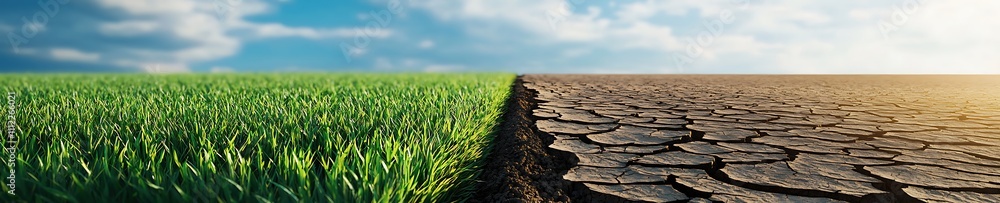 A field of grass is shown next to a field of dirt A field of grass is shown next to a field of dirt