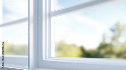 Close-up of modern white window frame with sunrise view, capturing the peaceful morning light and urban skyline in the background. Free Download Close-up of modern white window frame with sunrise view, capturing the peaceful morning light and urban skyline in the background. - GFXLoad