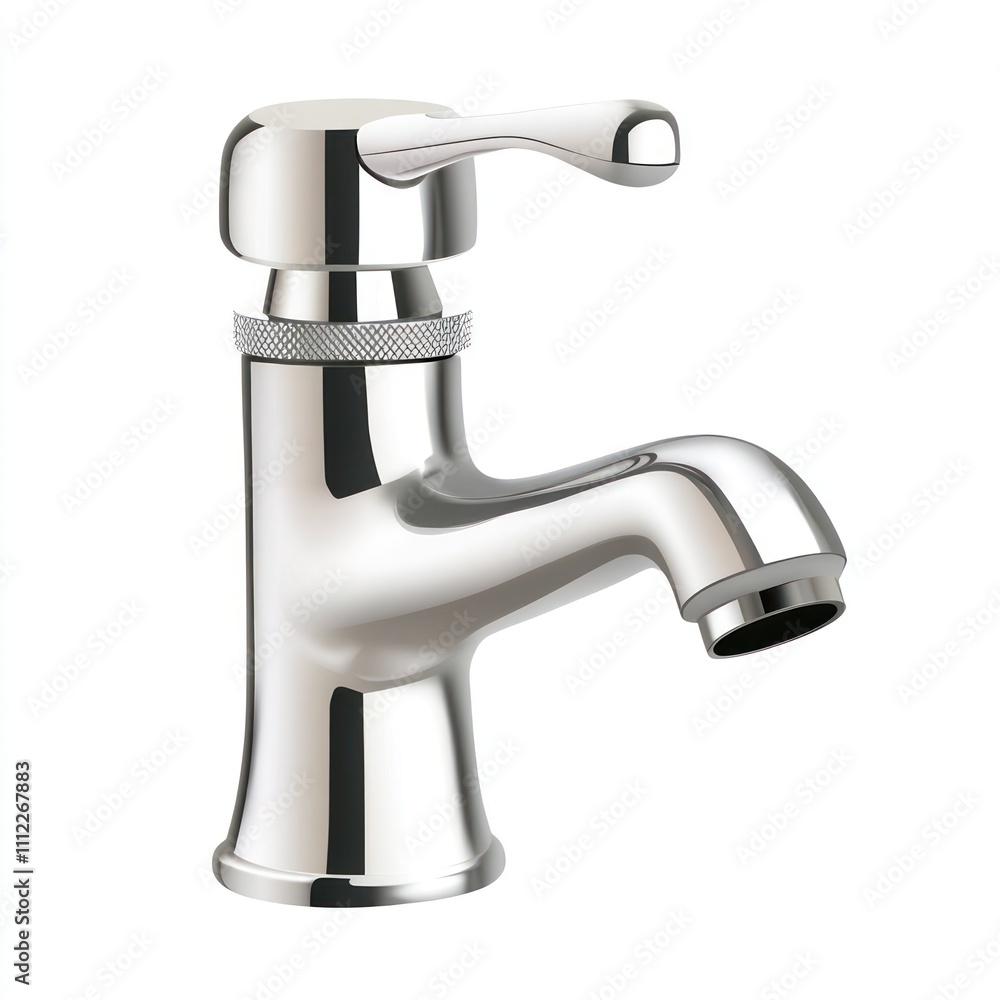 A sleek, modern chrome faucet designed for contemporary bathrooms, featuring a single lever for easy water control. A sleek, modern chrome faucet designed for contemporary bathrooms, featuring a single lever for easy water control.