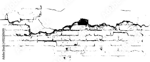 Vector damage bricks wall grunge texture with distressed of old brickwork.