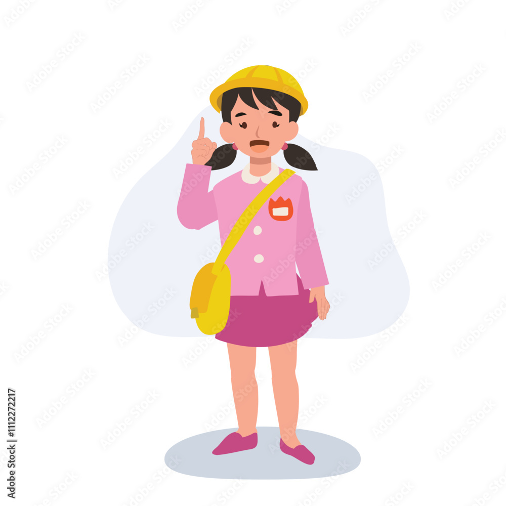 smiling preschool in kindergarten uniform giving helpful advice smiling preschool in kindergarten uniform giving helpful advice