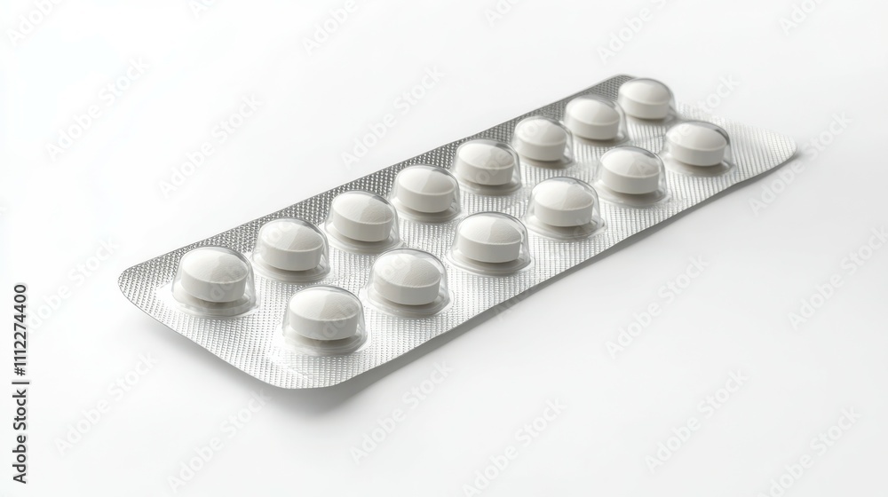 Tablets in strip isolated on white background Tablets in strip isolated on white background