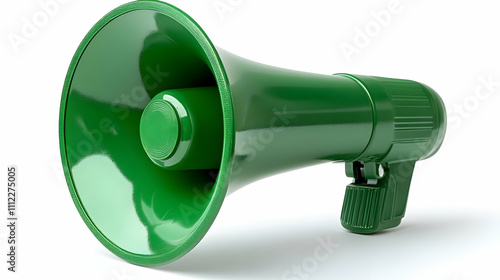 Green Megaphone Amplifies Announcements Loudly Outdoors