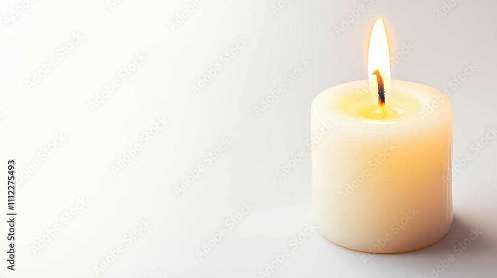 Candle burning on white background Candle burning on white background